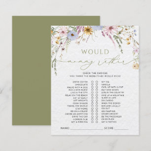 Papier Boho Watercolor Fleurs sauvages Baby shower Jeu