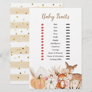 Papier Boho Woodland Citrouille Baby Traits Jeux