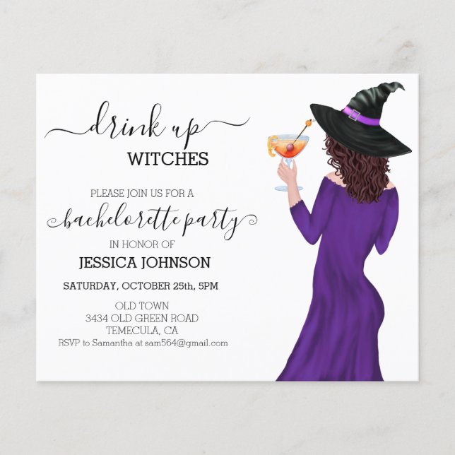 Papier Boire des sorcières Bachelorette Budget Halloween (Devant)