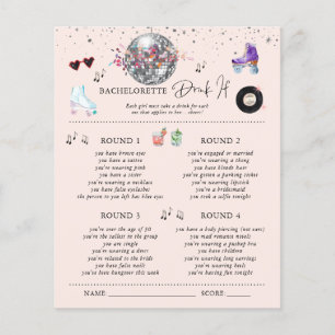Papier Boire si Roller Sking Bachelorette Party Jeu