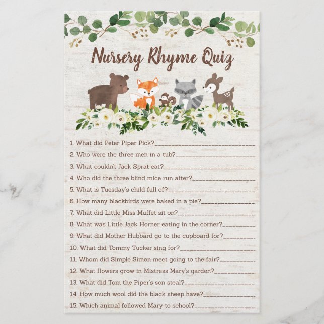 Papier Bois Animal Floral Nursery Rhyme Showgame (Devant)