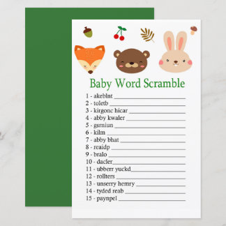 Papier Bois animaux Baby mot scramble jeu