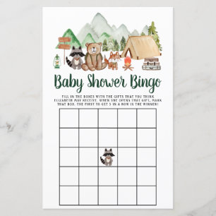 Papier Bois Animaux Camping Baby shower Bingo Jeu