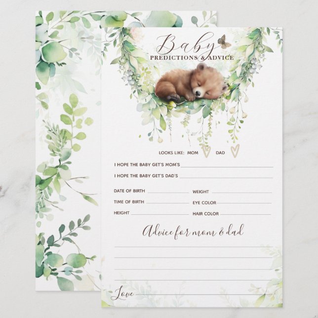 Papier Bois Animaux Forêt Verdure Baby shower Jeu (Devant / Derrière)