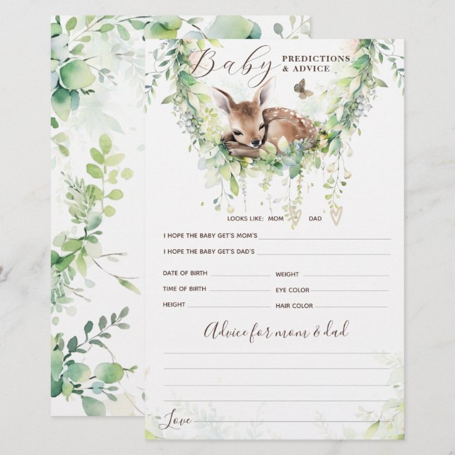 Papier Bois Animaux Forêt Verdure Baby shower Jeu (Devant / Derrière)