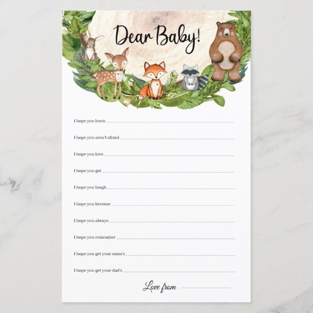 Papier Bois animaux tranche en bois Chers voeux pour bébé (Devant)