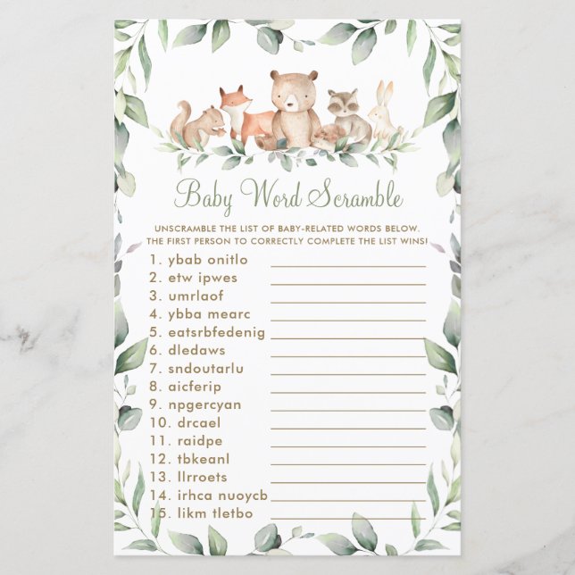 Papier Bois Animaux Végétation Bébé Mot Scramble Jeu (Devant)