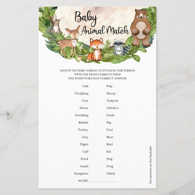Papier Bois animaux verdure Baby Animal Match (Devant)