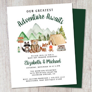 Papier Bois Camping Couples Baby shower Invitation