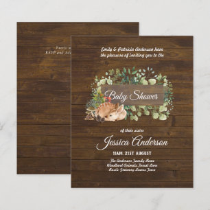 Papier Bois Flore et faune BABY SHOWERS Invitations