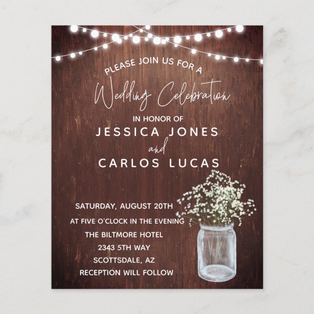 Papier Bois Gypsophila Baby's Breath Mason Jar Budget (Devant)