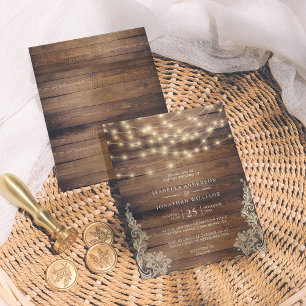 Papier Bois rustique Budget, Lumières à cordes et Mariage