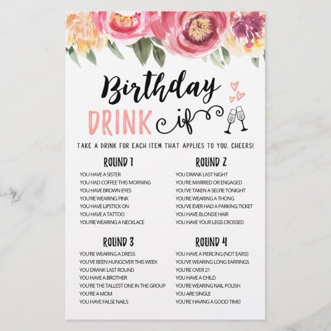 Papier Boisson d'anniversaire SI jeu de fête d'anniversai (Devant)