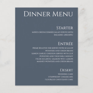 Papier Boisson mariage et dîner Menu-Bleu et Blanc