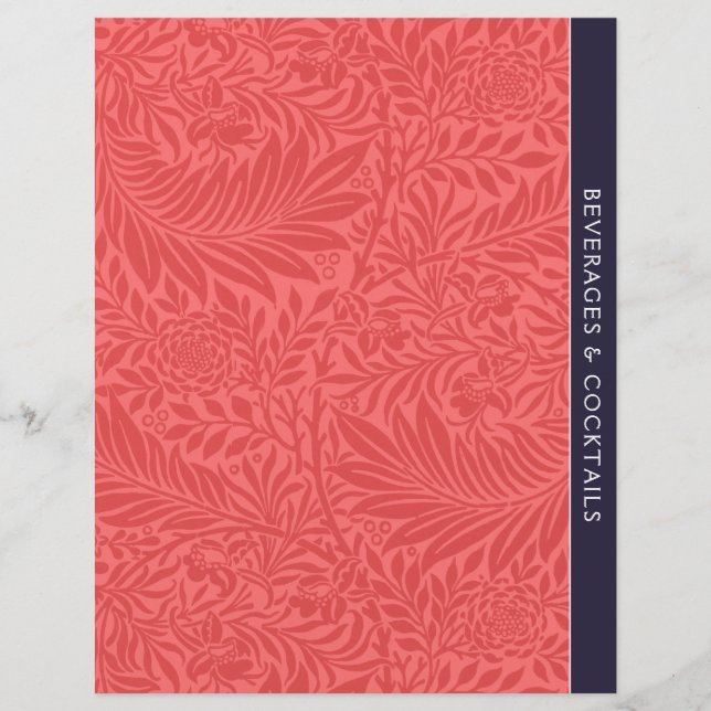 Papier Boissons | Diviseur de recettes | Floral rouge Vin (Devant)
