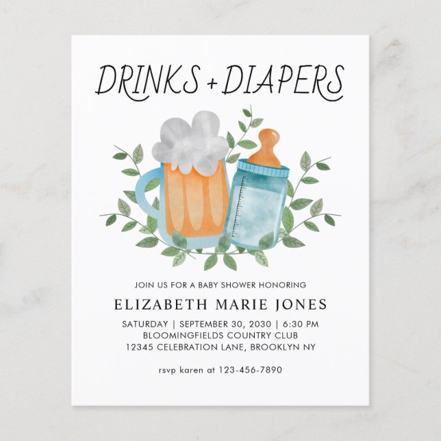 Papier Boissons modernes et Diapers Baby shower de boutei (Devant)