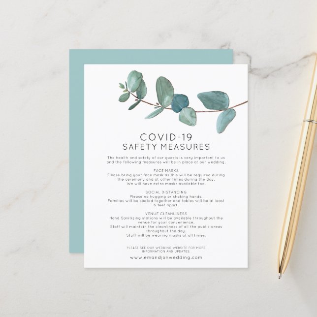 Papier Boîtier de sécurité Eucalyptus Coronavirus Budget (Devant/Arrière en situation)