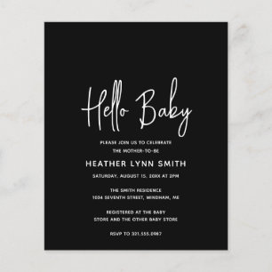 Papier Bonjour Baby Black Budget Baby shower Invitation