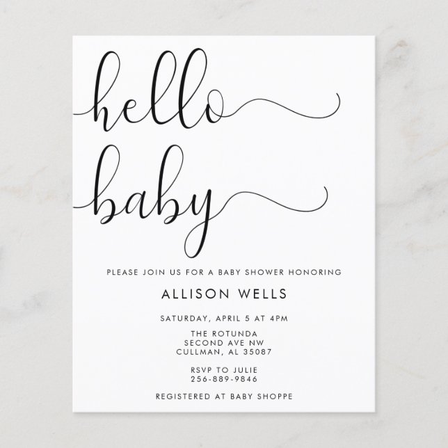 Papier Bonjour Baby shower Invitation (Devant)