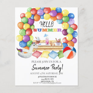 Papier Bonjour Summer Pool Party Colorée Aquarelle