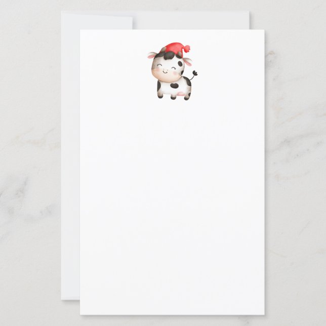 Papier Bonne vache dans un Casquette rouge mignon (Devant)