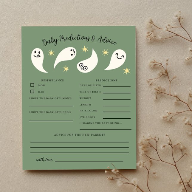 Papier Boo Green Baby shower Bébé Prédictions et conseils (Créateur téléchargé)
