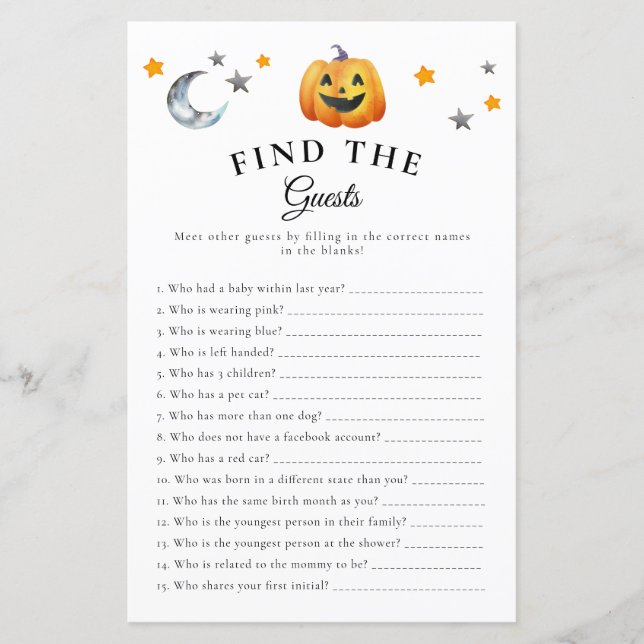 Papier Boo Halloween Retrouvez Le Jeu De Baby shower Invi (Devant)