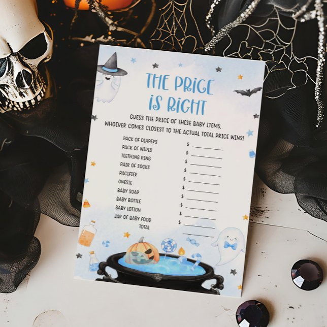 Papier Boo-oy Halloween Le prix est le bon jeu (Blue Oh Sheet Baby Shower The Price is Right Game)