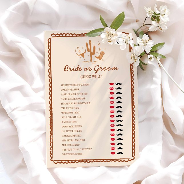 Papier Boots et Bubbly mariée ou de la douche de chambre  (Western Country theme Bride or Groom Bridal Shower Game)