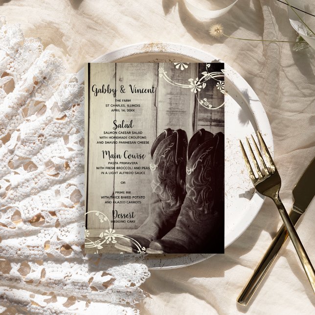 Papier Boots rustiques Cowboy Pays Western Floral Mariage (Créateur téléchargé)