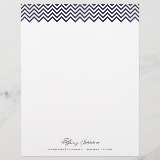Papier Bordure de la marine Blue Modern Chevron (Devant)