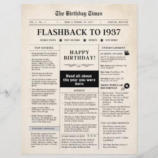 Papier Born in 1937 Mock Newspaper sepia