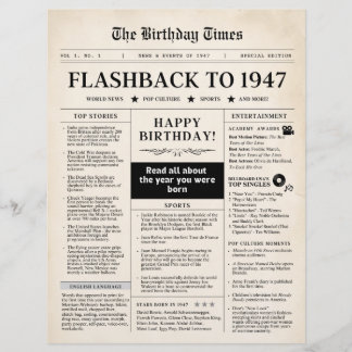 Papier Born in 1947 Mock Newspaper sepia