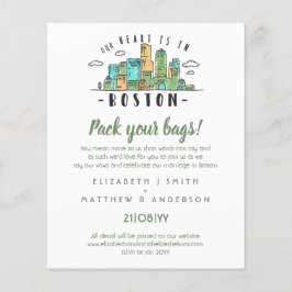 Papier BOSTON Mariage dessiné Skyline Moderne Invitation