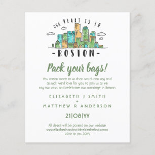 Papier BOSTON Mariage dessiné Skyline Moderne Invitation