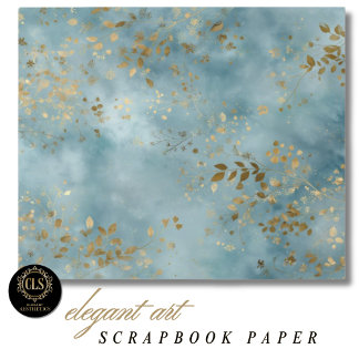 Papier Botanical Gold Leaves Pattern Teal Background