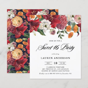 Papier Botanique Amaryllis Sweet 16 Party Invitation