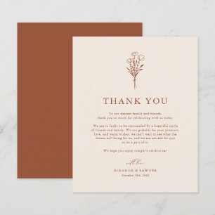 Papier Botaniques minimalistes Terracotta Mariage Merci