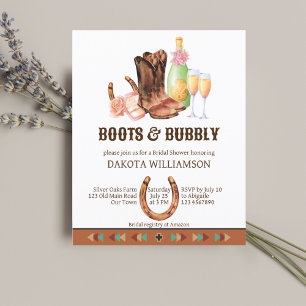 Papier Bottes et bulle western cowgirl budget invitation