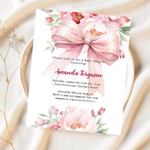 Papier Boucles arc rose fille invitation Baby shower