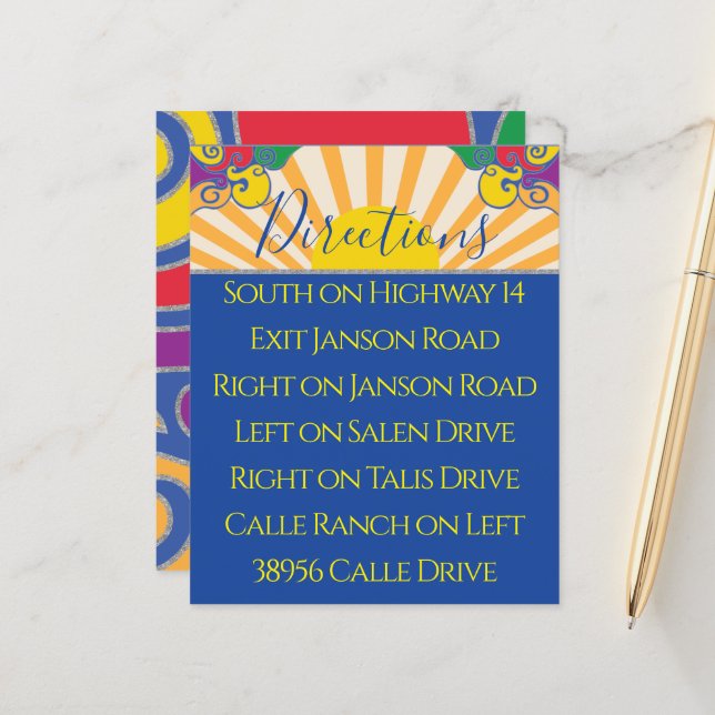 Papier Boucles de Bat mitzvah de barres/cartes de directi (Devant/Arrière en situation)