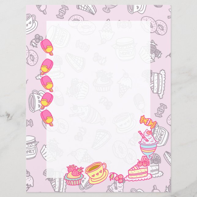 Papier Boulangerie douce et boissons rose (Devant)