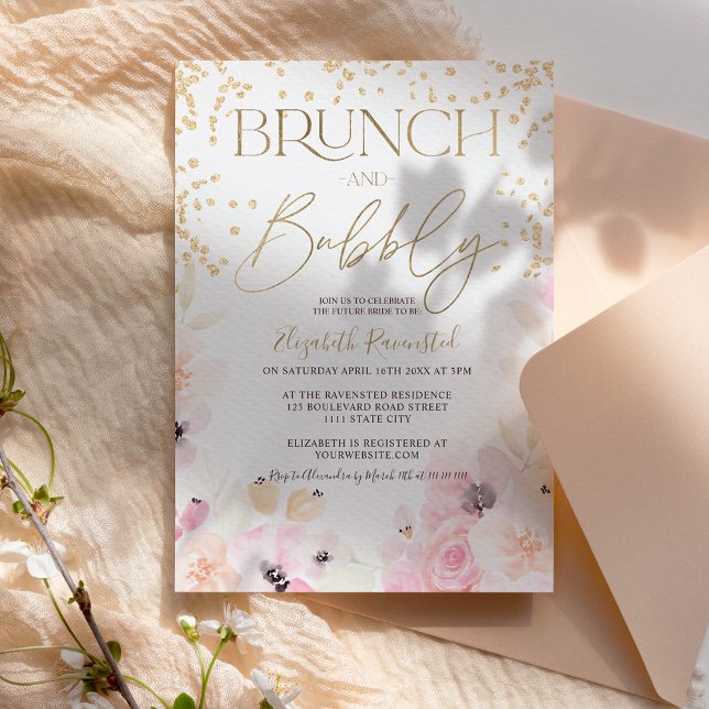 Papier Boule de brunch fleuri or bubbly budget de douche  (Créateur téléchargé)