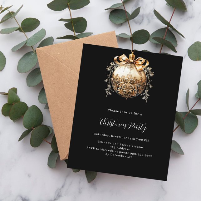 Papier Boule de Noël en or noir fête de Noël vintage (Créateur téléchargé)