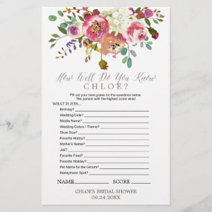 Papier Bouquet d'aquarelle Connaissez-vous le jeu de mari