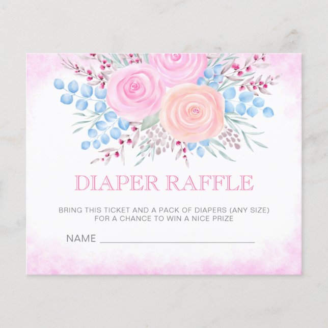 Papier Bouquet d'aquarelle de baby shower de couches (Devant)
