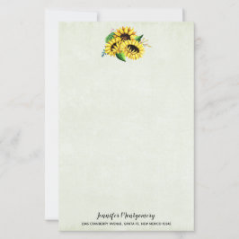Papier Bouquet de tournesol jaune en aquarelle