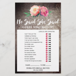 Papier Bouquet Rustique Fleur "Il A Dit Qu'Elle A Dit" Je