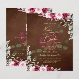 Papier Bourgogne Brown Floral Winter Mariage de automne I