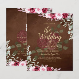 Papier Bourgogne Brown Floral Winter Mariage de automne I